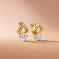 2.5Ct Moissanite Geometric Chevron Drop Stud Earrings Gold