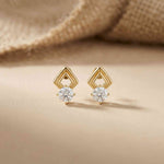 2.5Ct Moissanite Geometric Chevron Drop Stud Earrings Gold