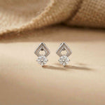 2.5Ct Moissanite Geometric Chevron Drop Stud Earrings White