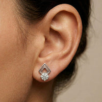 2.5Ct Moissanite Geometric Chevron Drop Stud Earrings White
