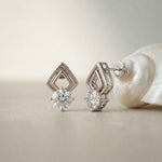 2.5Ct Moissanite Geometric Chevron Drop Stud Earrings White