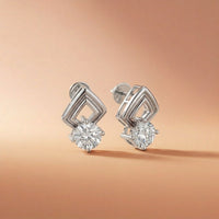 2.5Ct Moissanite Geometric Chevron Drop Stud Earrings White