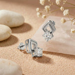 2.5Ct Moissanite Geometric Chevron Drop Stud Earrings White
