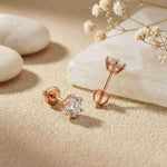 1.22Ct Moissanite Classic Six Prong Stud Earrings Rose Gold