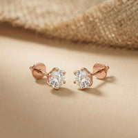 1.22Ct Moissanite Classic Six Prong Stud Earrings Rose Gold