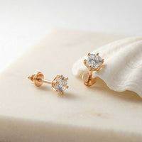 1.22Ct Moissanite Classic Six Prong Stud Earrings Rose Gold