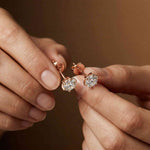 1.22Ct Moissanite Classic Six Prong Stud Earrings Rose Gold