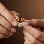 1.22Ct Moissanite Classic Six Prong Stud Earrings Gold