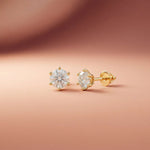 1.22Ct Moissanite Classic Six Prong Stud Earrings Gold