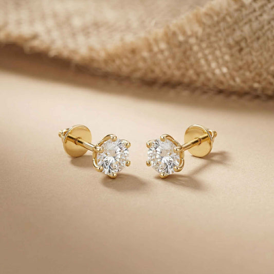 1.22Ct Moissanite Classic Six Prong Stud Earrings