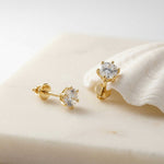 1.22Ct Moissanite Classic Six Prong Stud Earrings Gold