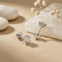 1.22Ct Moissanite Classic Six Prong Stud Earrings White