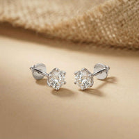1.22Ct Moissanite Classic Six Prong Stud Earrings White