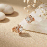 2.9Ct Moissanite Square Halo Stud Earrings