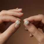 2.9Ct Moissanite Square Halo Stud Earrings