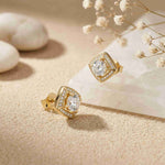 2.9Ct Moissanite Square Halo Stud Earrings