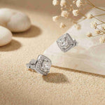2.9Ct Moissanite Square Halo Stud Earrings
