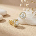 2.90Ct Moissanite Classic Round Halo Stud Earrings