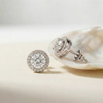 2.90Ct Moissanite Classic Round Halo Stud Earrings