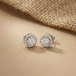 2.90Ct Moissanite Classic Round Halo Stud Earrings