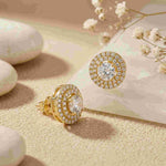 3.42Ct Moissanite Triple Halo Stud Earrings