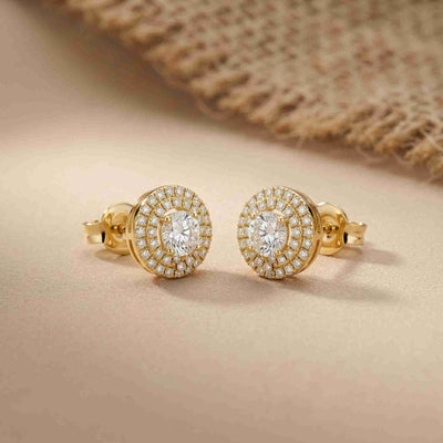 3.42Ct Moissanite Triple Halo Stud Earrings