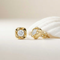 1.8Ct Moissanite Sculpted Swirl Stud Earrings