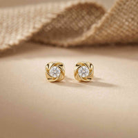 1.8Ct Moissanite Sculpted Swirl Stud Earrings