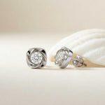 1.8Ct Moissanite Sculpted Swirl Stud Earrings