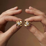 1.8Ct Moissanite Golden Bloom Swirl Stud Earrings
