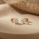 0.42Ct Moissanite Blossom Cluster Stud Earrings Gold Vermeil (2.5 Micron) Rose Gold