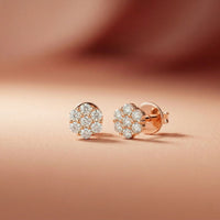 0.42Ct Moissanite Blossom Cluster Stud Earrings Gold Vermeil (2.5 Micron) Rose Gold