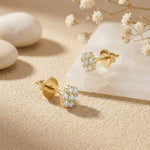 0.42Ct Moissanite Blossom Cluster Stud Earrings Gold Vermeil (2.5 Micron) Gold
