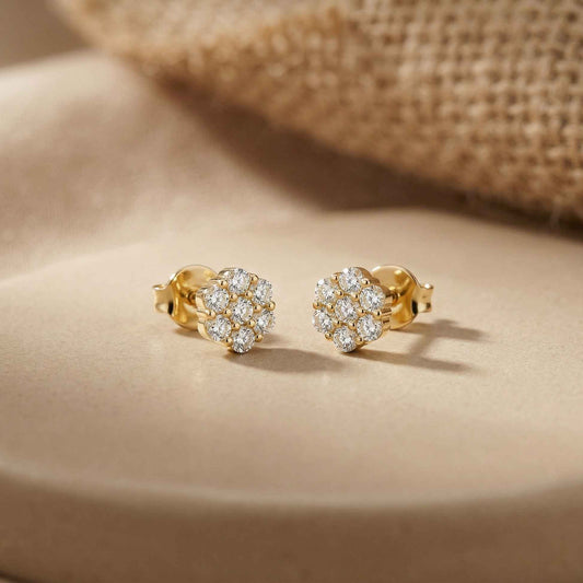 0.42Ct Moissanite Blossom Cluster Stud Earrings