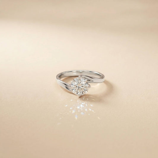 1.66Ct Round Moissanite Twist Engagement Ring