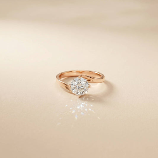 1 Ct Round Moissanite Twist Engagement Ring