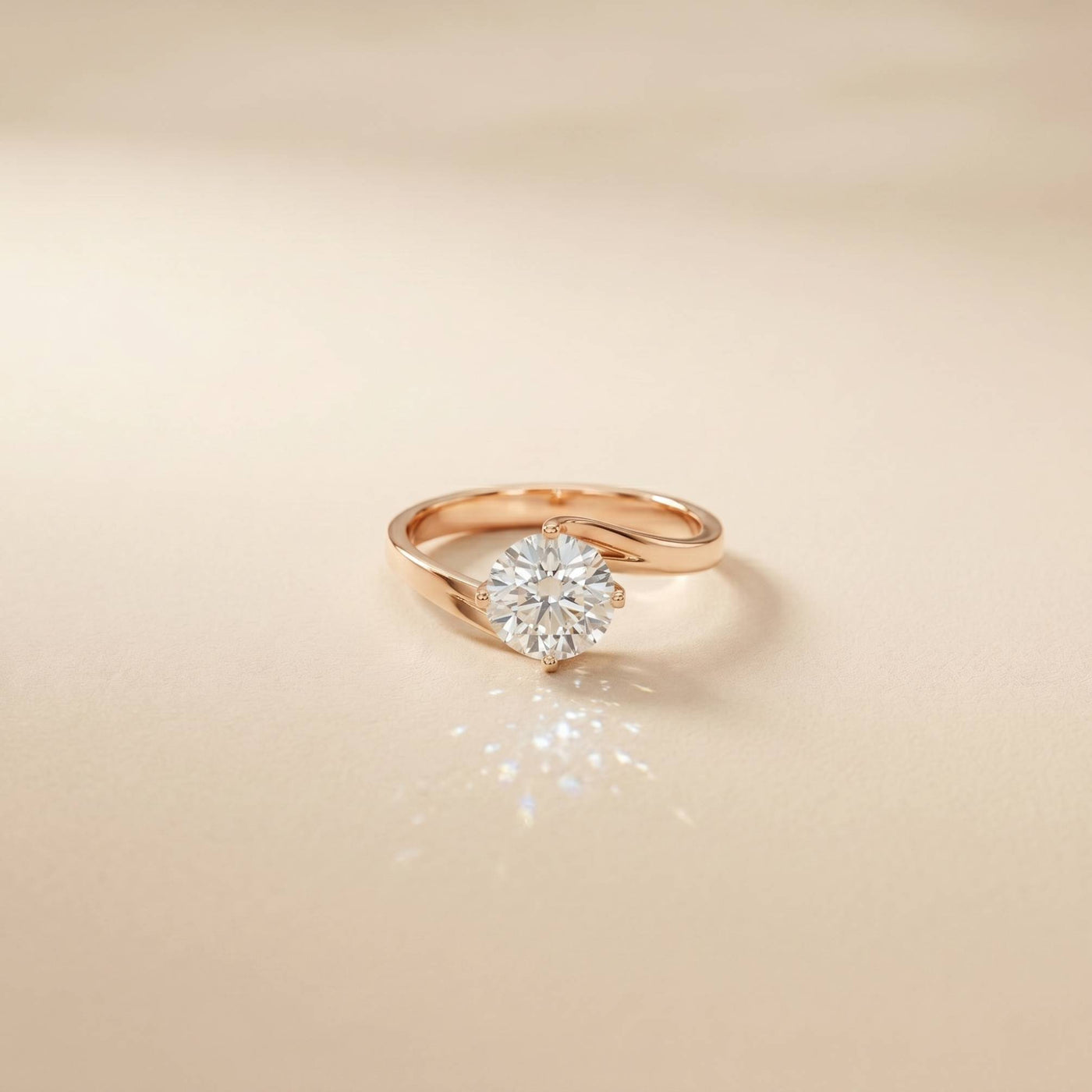 1 Ct Round Moissanite Twist Engagement Ring