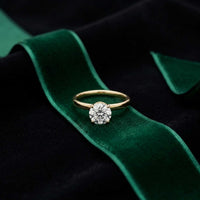 1Ct Round Moissanite Solitaire Engagement Ring Gold