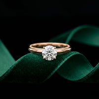 1 Ct Round Moissanite Solitaire Engagement Ring Rose Gold