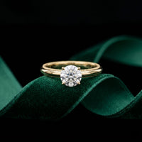 1 Ct Round Moissanite Solitaire Engagement Ring Gold