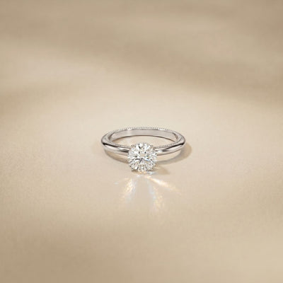 1 Ct Round Moissanite Solitaire Engagement Ring