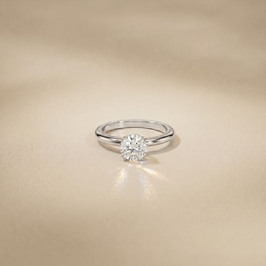 1 Ct Round Moissanite Solitaire Engagement Ring
