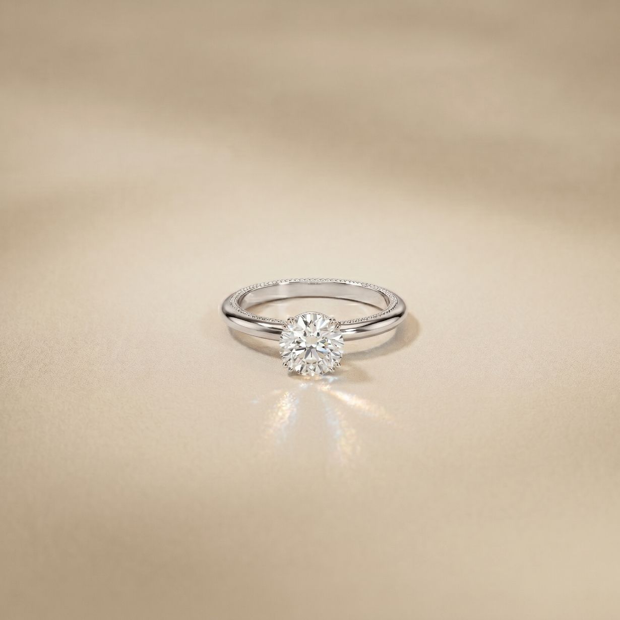1 Ct Round Moissanite Solitaire Engagement Ring White
