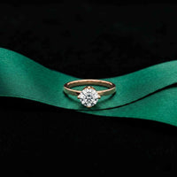1.00Ct Round Moissanite Classic Solitaire Engagement Ring Rose Gold