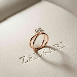 1 Ct Round Moissanite Split Shank Engagement Ring Rose Gold