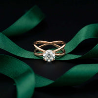 1 Ct Round Moissanite Split Shank Engagement Ring Rose Gold