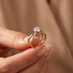 1 Ct Round Moissanite Split Shank Engagement Ring Rose Gold