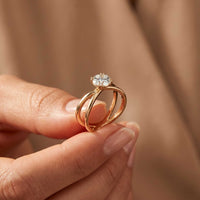 1 Ct Round Moissanite Split Shank Engagement Ring Rose Gold