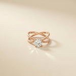 1 Ct Round Moissanite Split Shank Engagement Ring Rose Gold