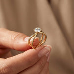 1 Ct Round Moissanite Split Shank Engagement Ring Gold